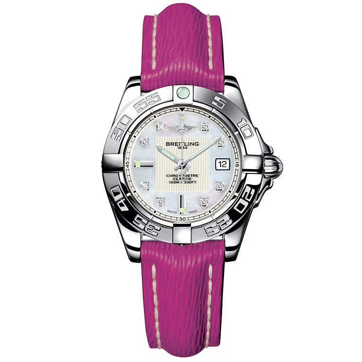 Breitling Galactic Fake Watches UK With Pink Leather Straps