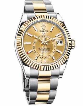 Whether for the gold and steel bracele or the gold dial, this yellow gold dial replica Rolex watch all gives us a lot of surprise.