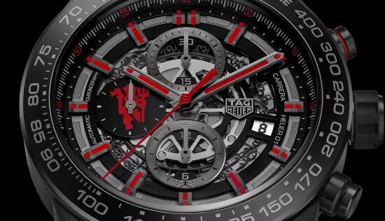 The red elements on the dial add a dynamic touch to the model.